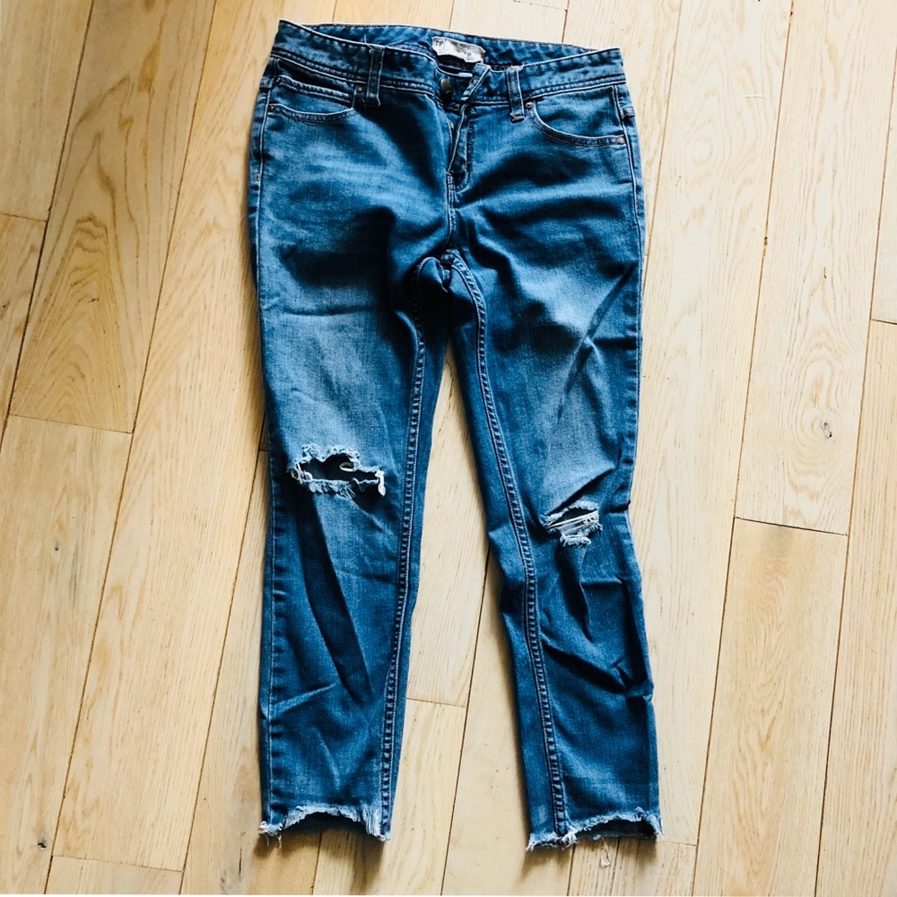Free People Cropped Distressed Skinny Jeans
